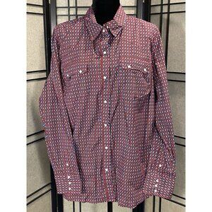 Roper Women's Red & Blue Print Long Sleeve Pearl Snap Western Shirt 2 XL
